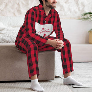 Personalized Christmas Pajamas Sets Red and Black Plaid for Men Holiday Gifts