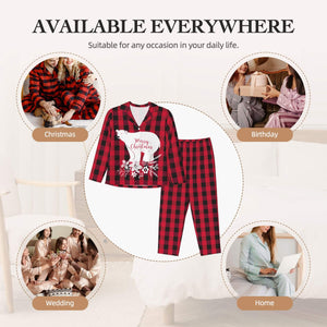Custom Christmas Pajamas Sets Red and Black Plaid for Women Family as Holiday Gifts