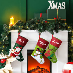 Personalized Wool Felt Christmas Stocking with Embroidered Name for Family Holiday Gifts