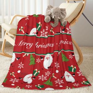 Personalized Christmas baby blanket gifts with name for girls boys newborn todders kids