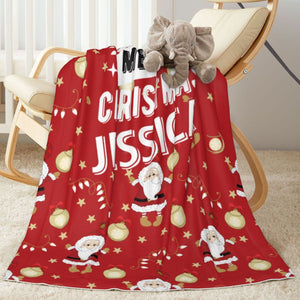 Personalized Christmas Santa baby blanket gift with name for boys girls, Custom baby blankets gifts