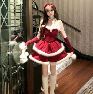 Christmas Red Cloak Puffy Skirt Dress SD86