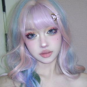 Rainbow curly wig W004