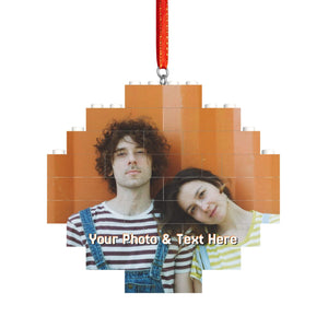 Personalized Christmas Building Bricks Ornaments with Photo for Kids Him Her Family