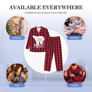 Personalized Christmas Pajamas Sets Red and Black Plaid for Men Holiday Gifts