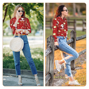 Custom Christmas Santa Pajamas Sets for Women with Name Message as Holiday Gifts