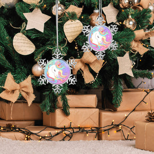 Personalized Christmas Snowflake Unicorn Rainbow Ornaments with Name for Kids Holiday Gifts