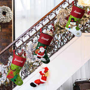 Personalized Wool Felt Christmas Stocking with Embroidered Name for Family Holiday Gifts