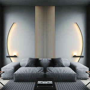 Modern Curved LED Wall Light with Remote – Indoor LED Sconce Lighting for Living Room, Bedroom & Hallway