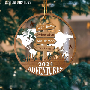 Personalized Travel Adventure Ornament, Custom Traveling Destination Ornament, Travel Gift, Christmas Gift, Gift for Travelers