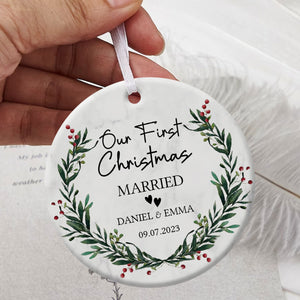 First Christmas Married Wedding Gift - Personalized Ornament - Christmas Gift For Newlywed Couple