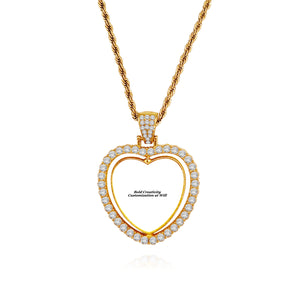 Hip Hop Heart-Shaped Personalized Necklace - Double-Sided