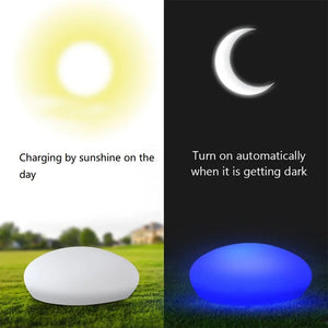 Solar Cobblestone Garden Lights – Waterproof Solar Powered RGB & Warm LED Outdoor Decor