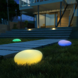 Solar Cobblestone Garden Lights – Waterproof Solar Powered RGB & Warm LED Outdoor Decor