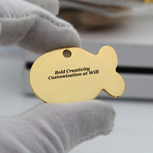 Fishbone-shaped hang tag (single-sided laser engraving)