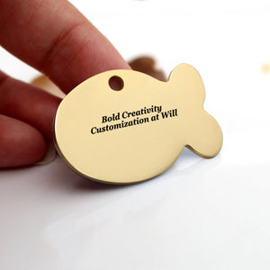 Fishbone-shaped hang tag (single-sided laser engraving)