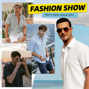 Four-way stretch Hawaiian men's casual shirt