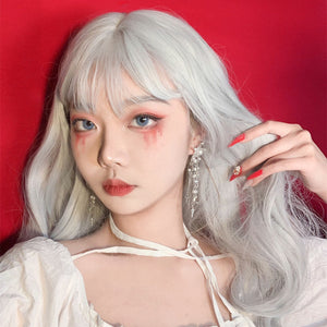 Silver big wave long curly wig WS2182