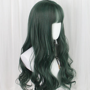 lolita dark green long curly wig WS2268