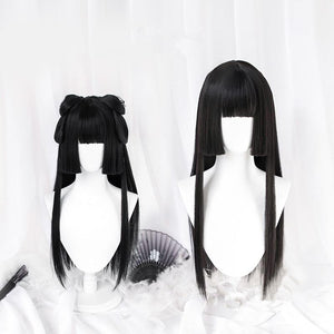 Lolita black long straight antique wig WS2154