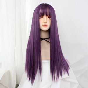 lolita natural purple fluffy wig WS2173