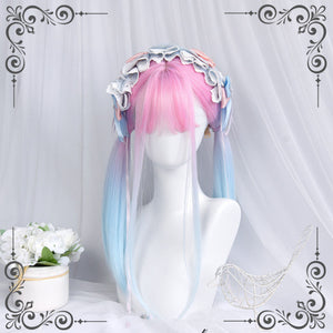 Powder blue gradient straight wig WS2242