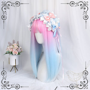 Powder blue gradient straight wig WS2242