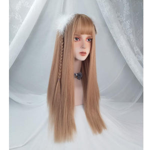 Korean fashion wig with long blond straight hair WS1132