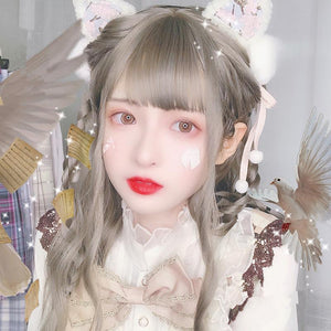 Long curly hair lolita gray girly wig WS2149