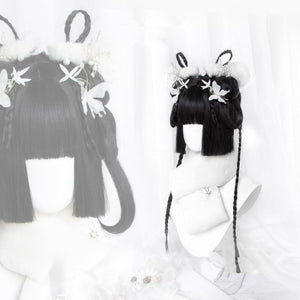 Lolita black long straight antique wig WS2154