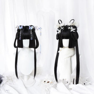 Lolita black long straight antique wig WS2154