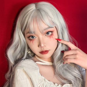 Silver big wave long curly wig WS2182