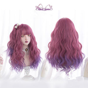 Long curly hair lolita pink purple gradient wig WS2151