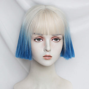 Silver blue short wig SS2693