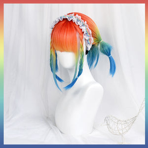 Multicolor gradient rainbow short wig WS2244