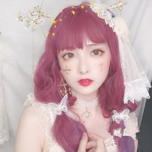 Long curly hair lolita pink purple gradient wig WS2151