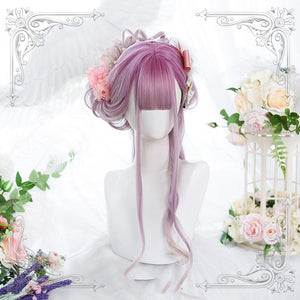 Harajuku Lolita Pink Purple Long Curly Wig WS1299