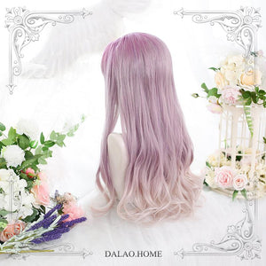 Harajuku Lolita Pink Purple Long Curly Wig WS1299