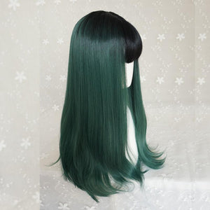 Green long hair gradient color lolita wig WS1243