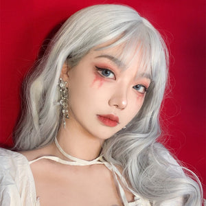 Silver big wave long curly wig WS2182