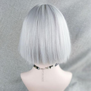 Fashion Short Hair Silver White Lolita Wig WS1174