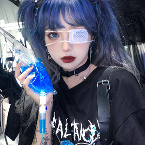 Lolita gradient blue gray long curly wig WS2226