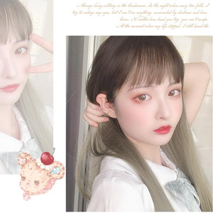 lolita natural green gray gradient girl wig WS2123