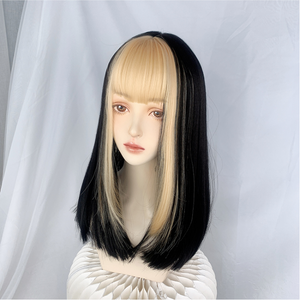 Jennie golden bangs dyed hair wig WS2285