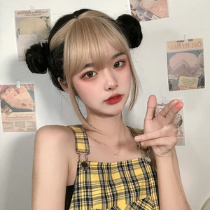 Jennie golden bangs dyed hair wig WS2285