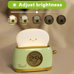 ToastieGlow Alarm Clock – Cute LED Wake‑Up Clock with Night Light & USB Rechargeable Design