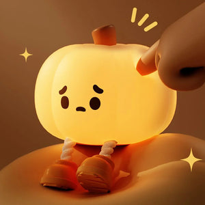 Sad Pumpkin Silicone Nightlight – USB Rechargeable LED Ambient Lamp