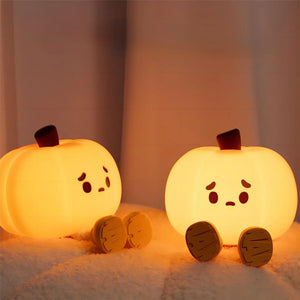 Sad Pumpkin Silicone Nightlight – USB Rechargeable LED Ambient Lamp