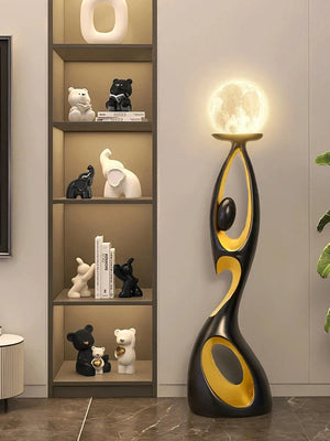Lunar Embrace Sculptural Floor Lamp – Artistic LED Ambient Floor Lighting for Modern Interiors