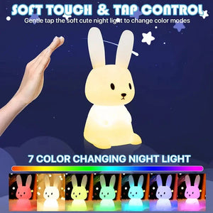 BunnyGlow Silicone Night Light – USB Rechargeable LED Ambient Lamp